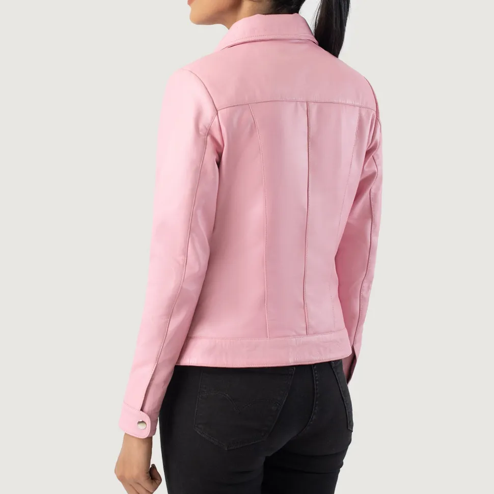 Vixen Pink Classic Collar Leather Jacket