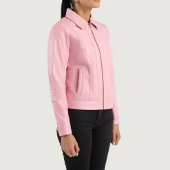 Vixen Pink Classic Collar Leather Jacket