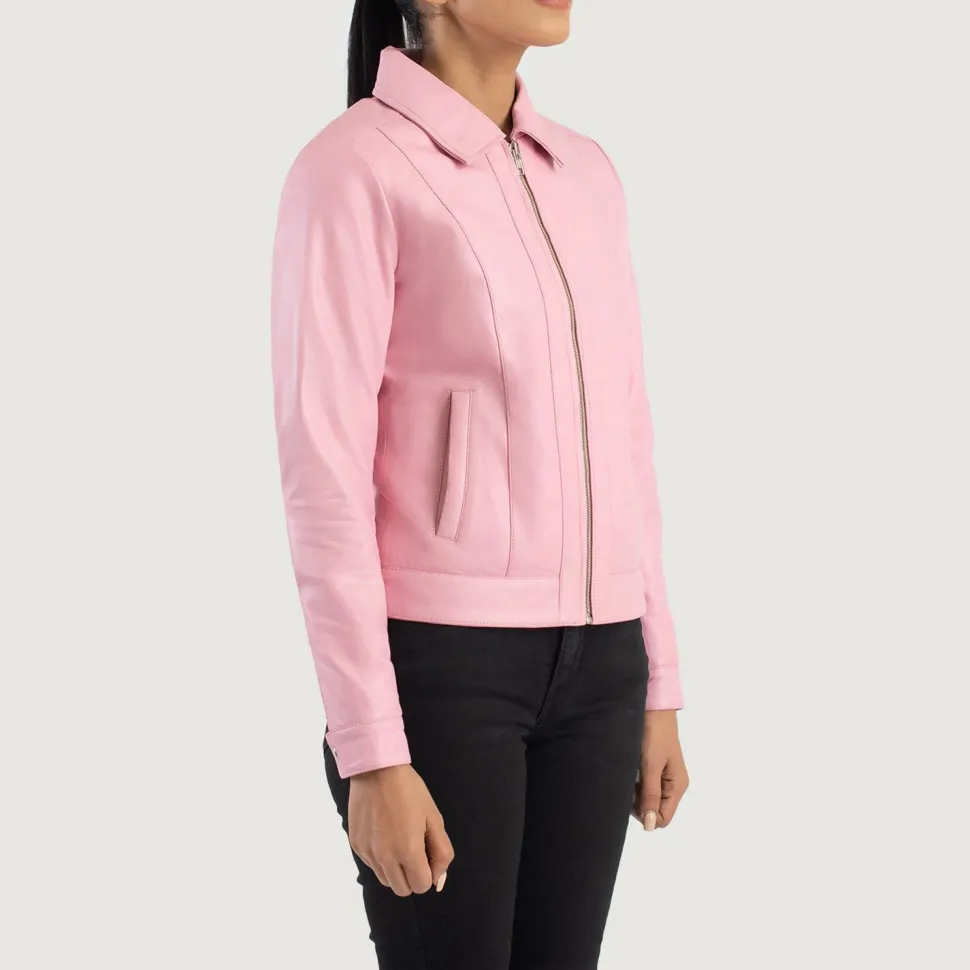 Vixen Pink Classic Collar Leather Jacket