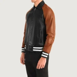 Walton Black & Brown Leather Varsity Jacket