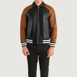 Walton Black & Brown Leather Varsity Jacket