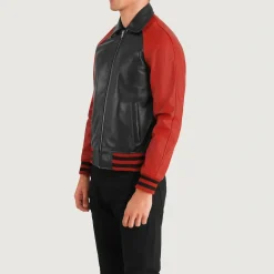 Walton Black & Red Leather Varsity Jacket