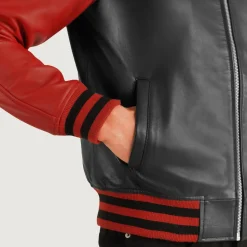 Walton Black & Red Leather Varsity Jacket