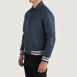 Walton Blue Leather Varsity Jacket
