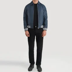 Walton Blue Leather Varsity Jacket