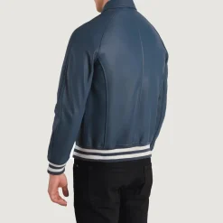 Walton Blue Leather Varsity Jacket