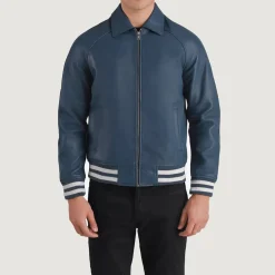 Walton Blue Leather Varsity Jacket