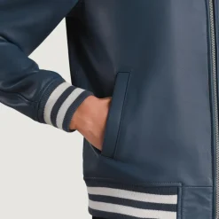Walton Blue Leather Varsity Jacket