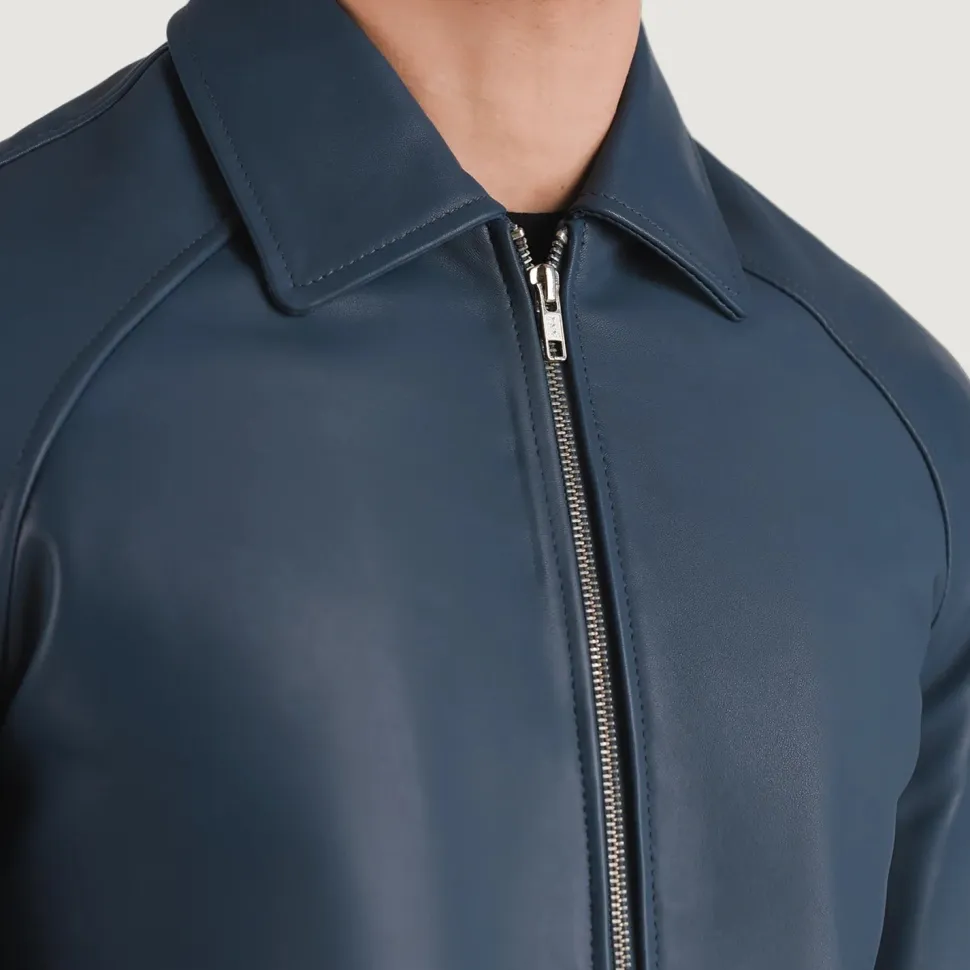 Walton Blue Leather Varsity Jacket