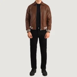 Walton Brown Leather Varsity Jacket