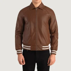 Walton Brown Leather Varsity Jacket