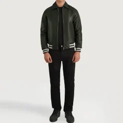 Walton Green Leather Varsity Jacket