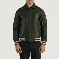 Walton Green Leather Varsity Jacket