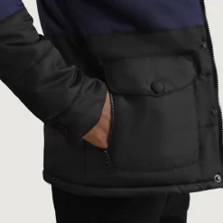 Wayne Black & Blue Hooded Puffer Jacket