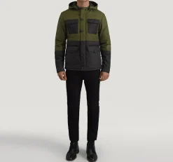 Wayne Black & Green Hooded Puffer Jacket