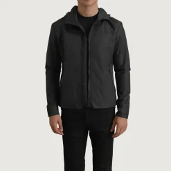 Wesley Black Hooded Windbreaker Jacket
