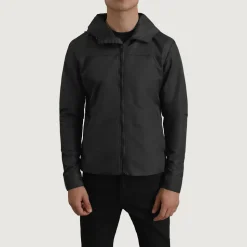 Wesley Black Hooded Windbreaker Jacket
