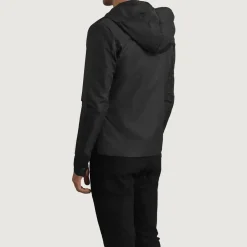 Wesley Black Hooded Windbreaker Jacket