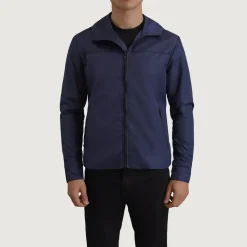 Wesley Blue Hooded Windbreaker Jacket