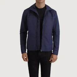 Wesley Blue Hooded Windbreaker Jacket