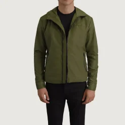 Wesley Green Hooded Windbreaker Jacket