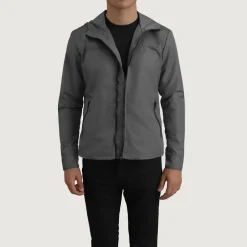 Wesley Grey Hooded Windbreaker Jacket