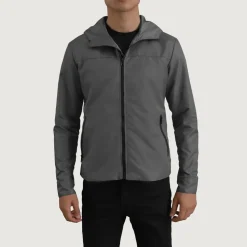 Wesley Grey Hooded Windbreaker Jacket