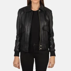 Westa A-2 Black Leather Bomber Jacket