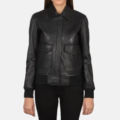 Westa A-2 Black Leather Bomber Jacket