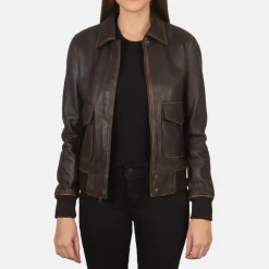 Westa A-2 Brown Leather Bomber Jacket