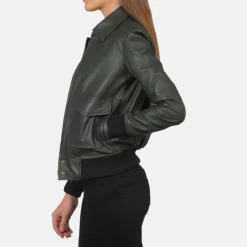 Westa A-2 Green Leather Bomber Jacket