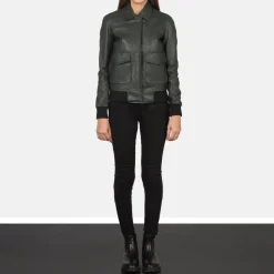 Westa A-2 Green Leather Bomber Jacket