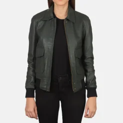 Westa A-2 Green Leather Bomber Jacket