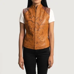 Westina Tan Dye Leather Vest