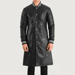 Wilde Black Leather Varsity Coat