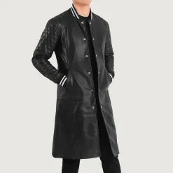 Wilde Black Leather Varsity Coat