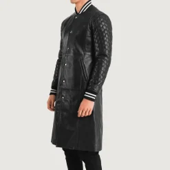 Wilde Black Leather Varsity Coat