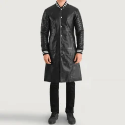 Wilde Black Leather Varsity Coat