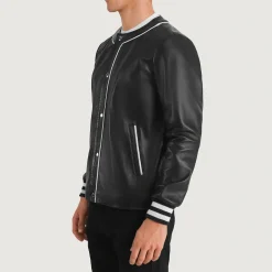 Willis Black Leather Varsity Jacket