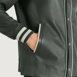 Willis Green Leather Varsity Jacket
