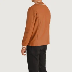 Willis Tan Brown Leather Varsity Jacket