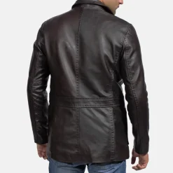Wine Black Leather Blazer