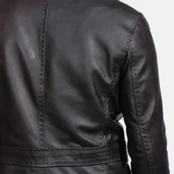 Wine Black Leather Blazer