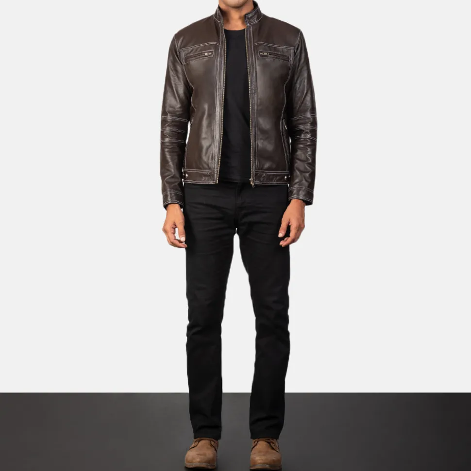 Youngster Brown Leather Biker Jacket