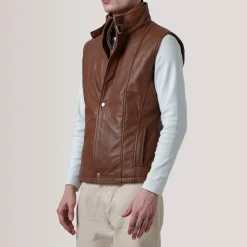 Zane Waxed Brown Leather Vest