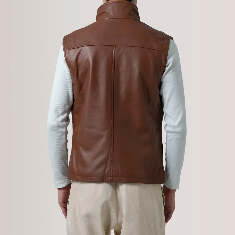 Zane Waxed Brown Leather Vest