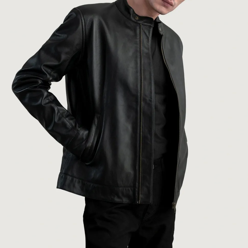 Zen Black Leather Biker Jacket