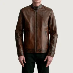 Zen Distressed Brown Leather Biker Jacket