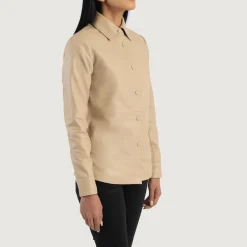 Zenith Beige Leather Shirt Jacket