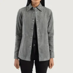 Zenith Grey Suede Leather Shirt Jacket